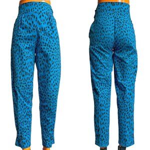 80s Vintage Highwaisted Leopard Print Pants Bright Cheetah Animal Print